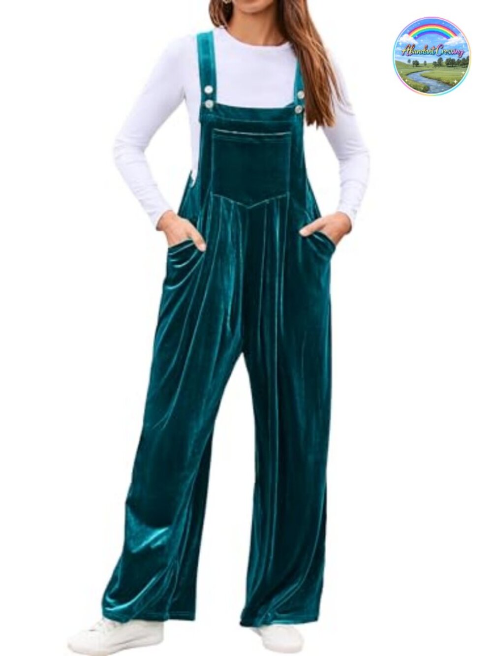 Velvet Sleeveless Wide Leg Jumpsuit with Pockets Loose Fit One Piece